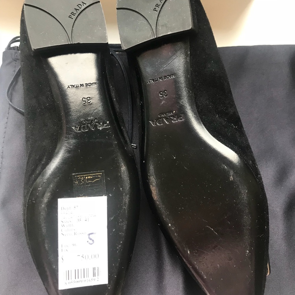 New with box Prada Black Suede Crystal Buckle 5 - Picture 2 of 3